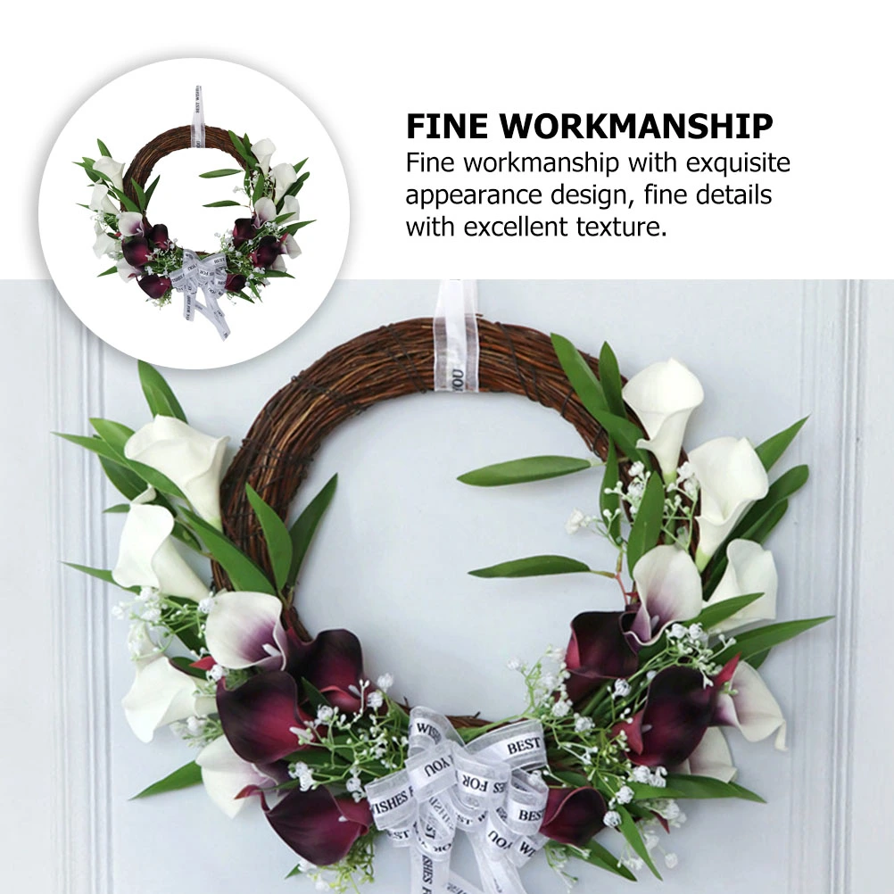 1Pc Simulation Calla Lily Garland Wedding Layout Prop Hanging Wreath (White)