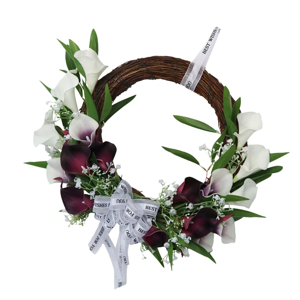 1Pc Simulation Calla Lily Garland Wedding Layout Prop Hanging Wreath (White)