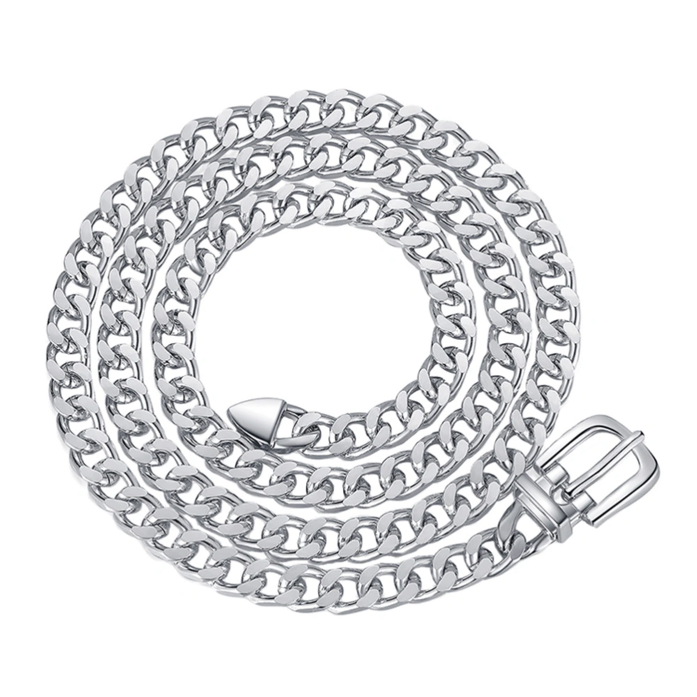 1Pc Delicate Shining Waistband Punk Waist Belt Metal Waist Chain (Silver)