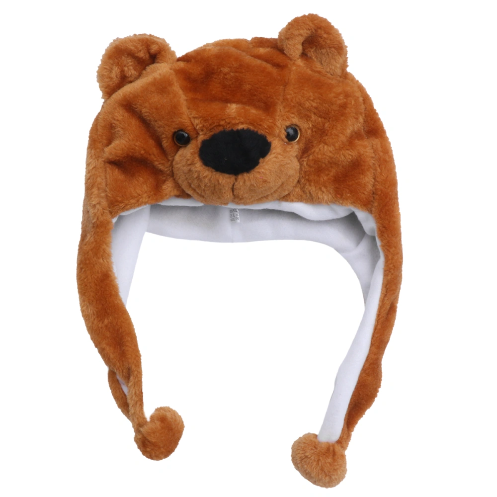 1Pc Cartoon Animal Plush Hat Funny Simulation Brown Bear Animal Children Kids Performance Props