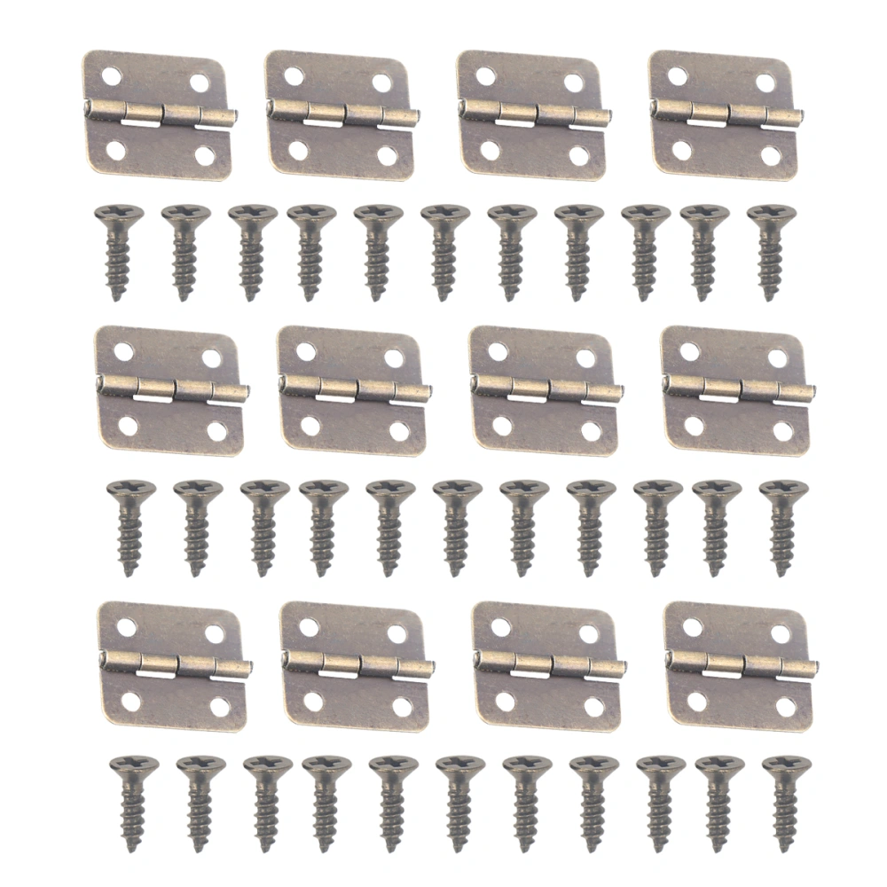 100pcs Iron Vintage Hinge Green Bronze Hinge DIY Accessories with 400pcs Screws