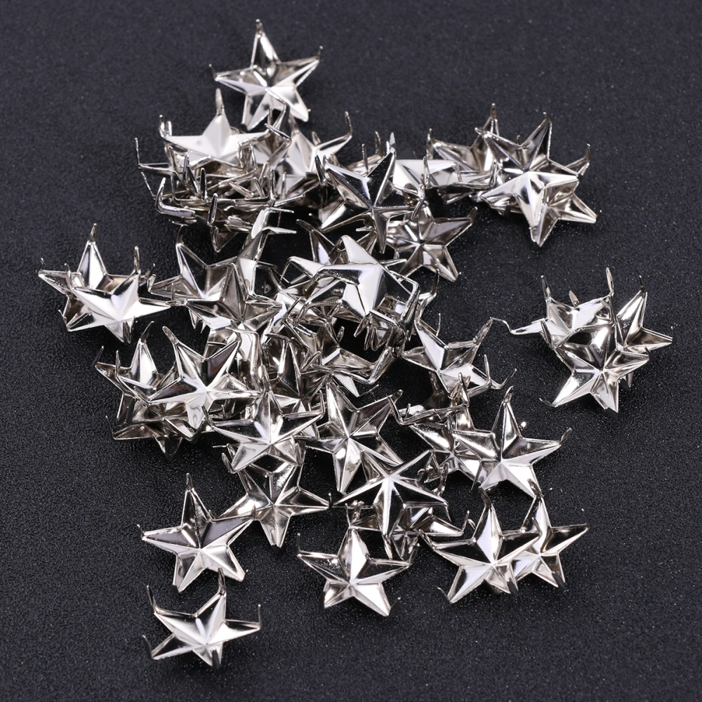 50PC DIY Clothing Shoes Bag Decoration Accessories Metal Rivet Claw Beads Five-pointed Star Claw Nail Rivets (Silver)