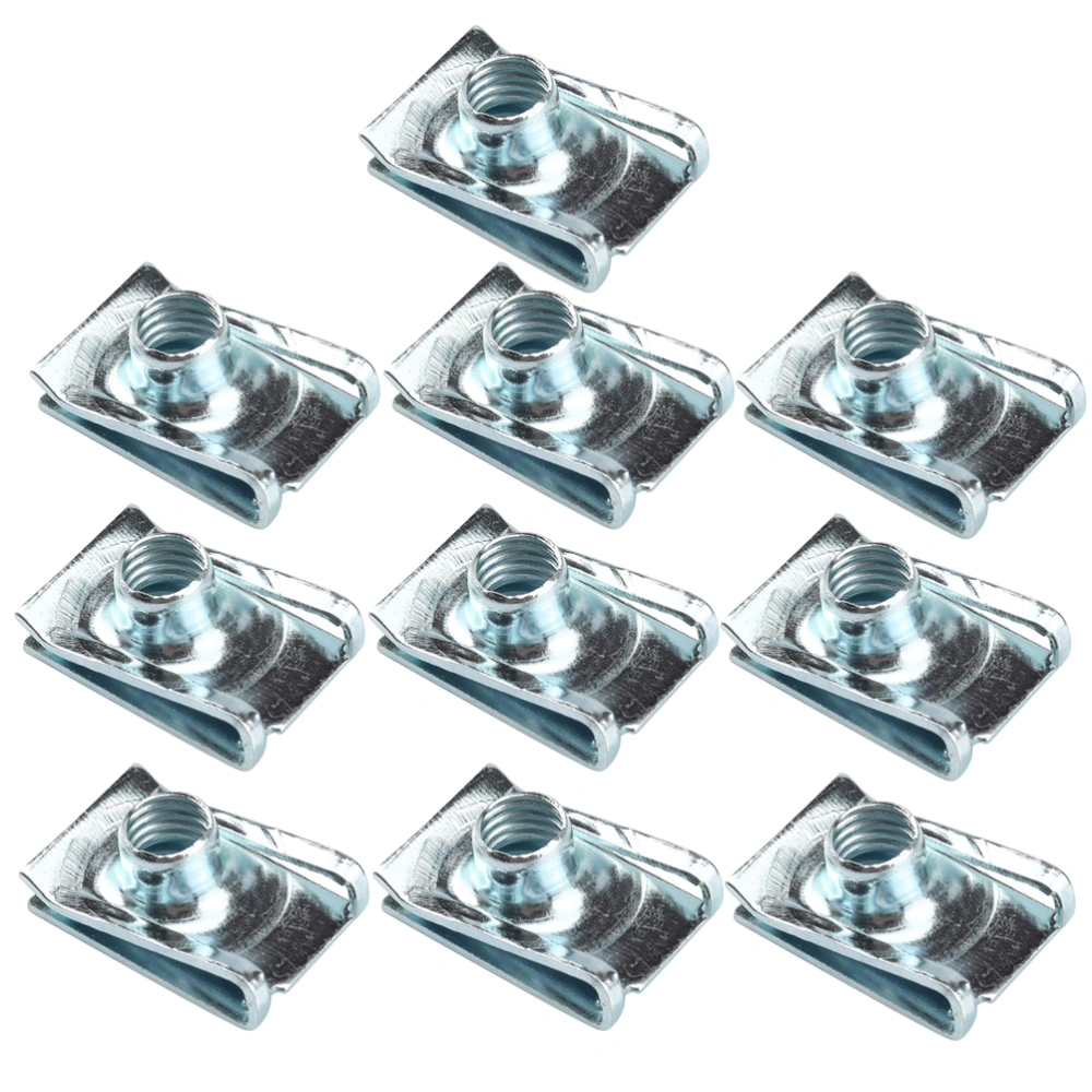 10pcs M8 Motorcycle Fairing Bodywork Panel U Clips Manganese Steel Spire U Clip U Nut Fasteners (Silver)