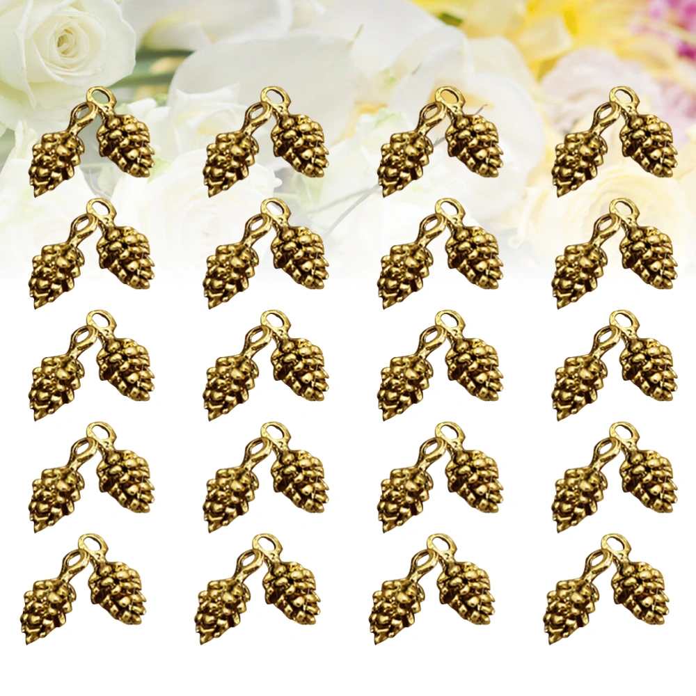 50pcs Christmas Pine Cone Alloy Small Pendant Nature Nuts Charm for DIY Jewelry Making Accessories (Antique Gold)