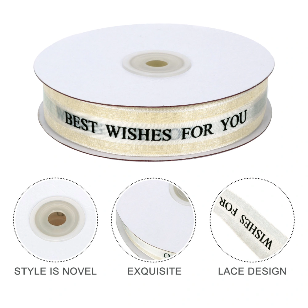 1 Roll of 2.5cm Cake Baking Box Silk Ribbon Gift Wrapping Ribbon Bouquet Ribbon