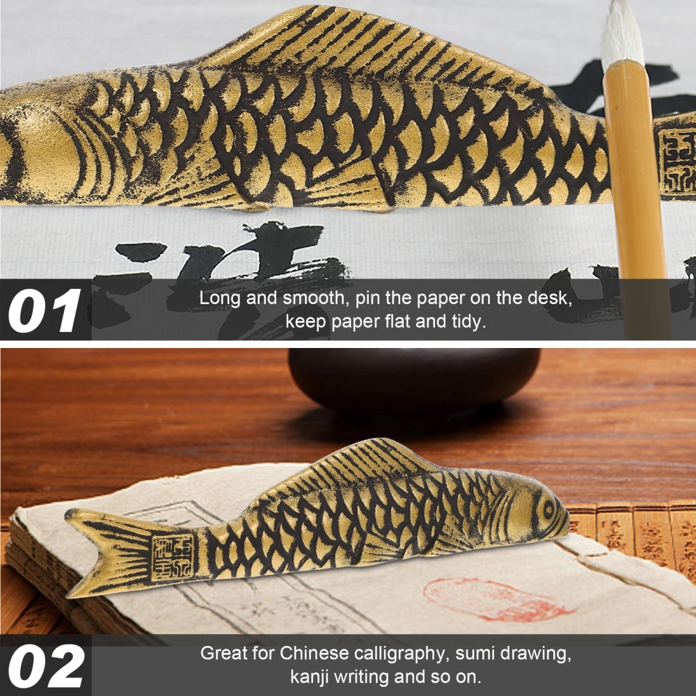 Chinese Style Paper Weight Decorative Carp Shape Paperweight Cast Iron Calligraphy Paperweight