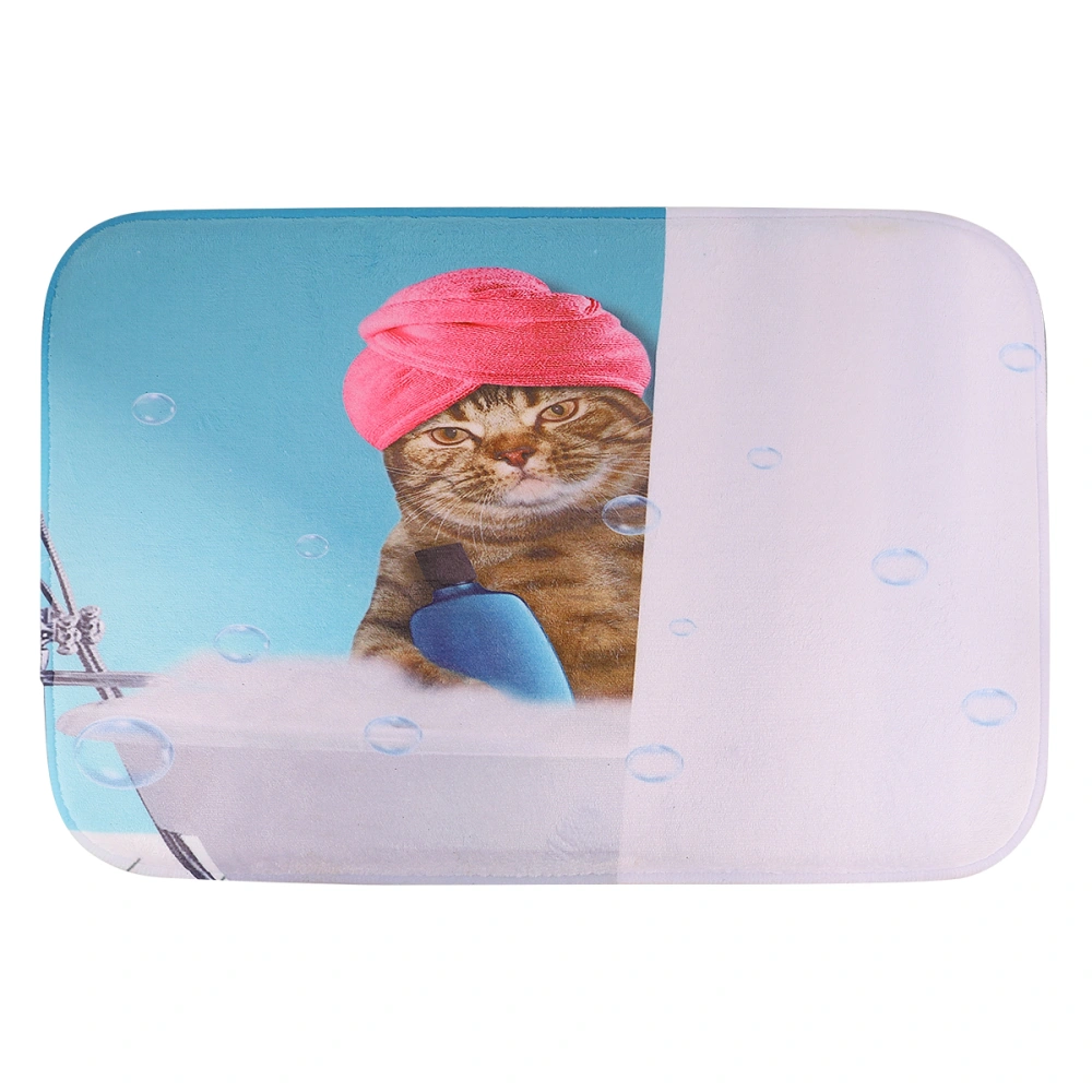 1Pc Funny Cat Pattern Floor Mat Digital Printing Foot Pad Non-slip Pad