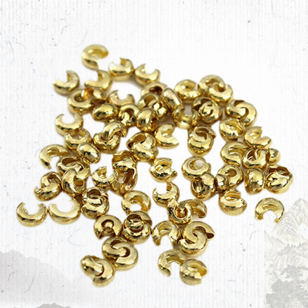 300 Pcs Iron DIY Accessory Copper Beads Positioning Beads Crimp Beads (Golden)