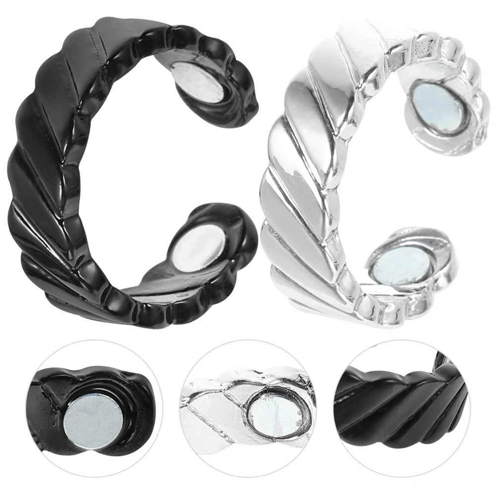 2Pcs Magnetic Therapy Ring Lymphatic Drainage Ring Loadstone Finger Loop Lymphatic Finger Ring