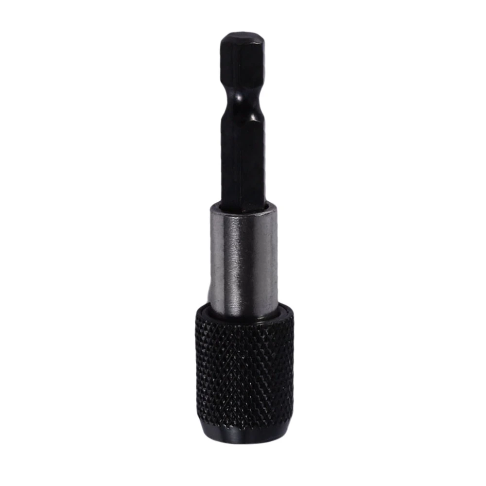 1/4 Hex 60mm Electric Drill Magnetic Screwdriver Bit Holder Magnetism Limit Adjustable Extension Rod (Black)