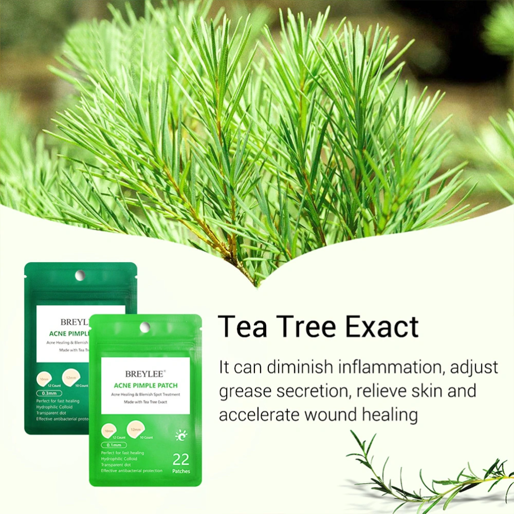 2 Bags/44PCS Pimple Patches Tea Tree Serum Skin Care Pimple  Treatment Stickers for Day and Night Use