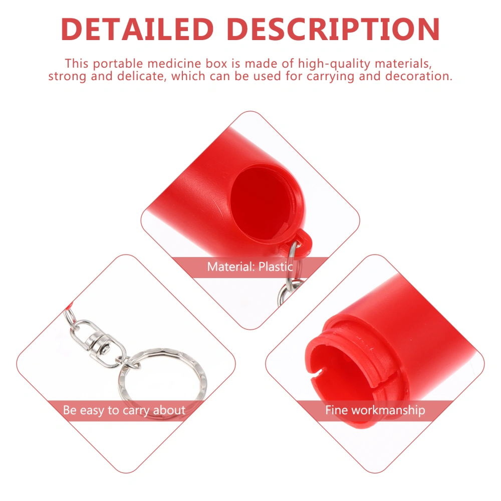 5pcs Capsule Style Pill Cases with Key Chains Portable Pill Cases Pill Boxes