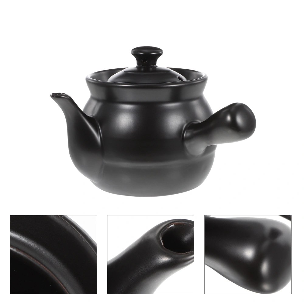 1Pc Retro Casserole Skillet Ceramic Stew Pot Boil Medicine Pot (Black)