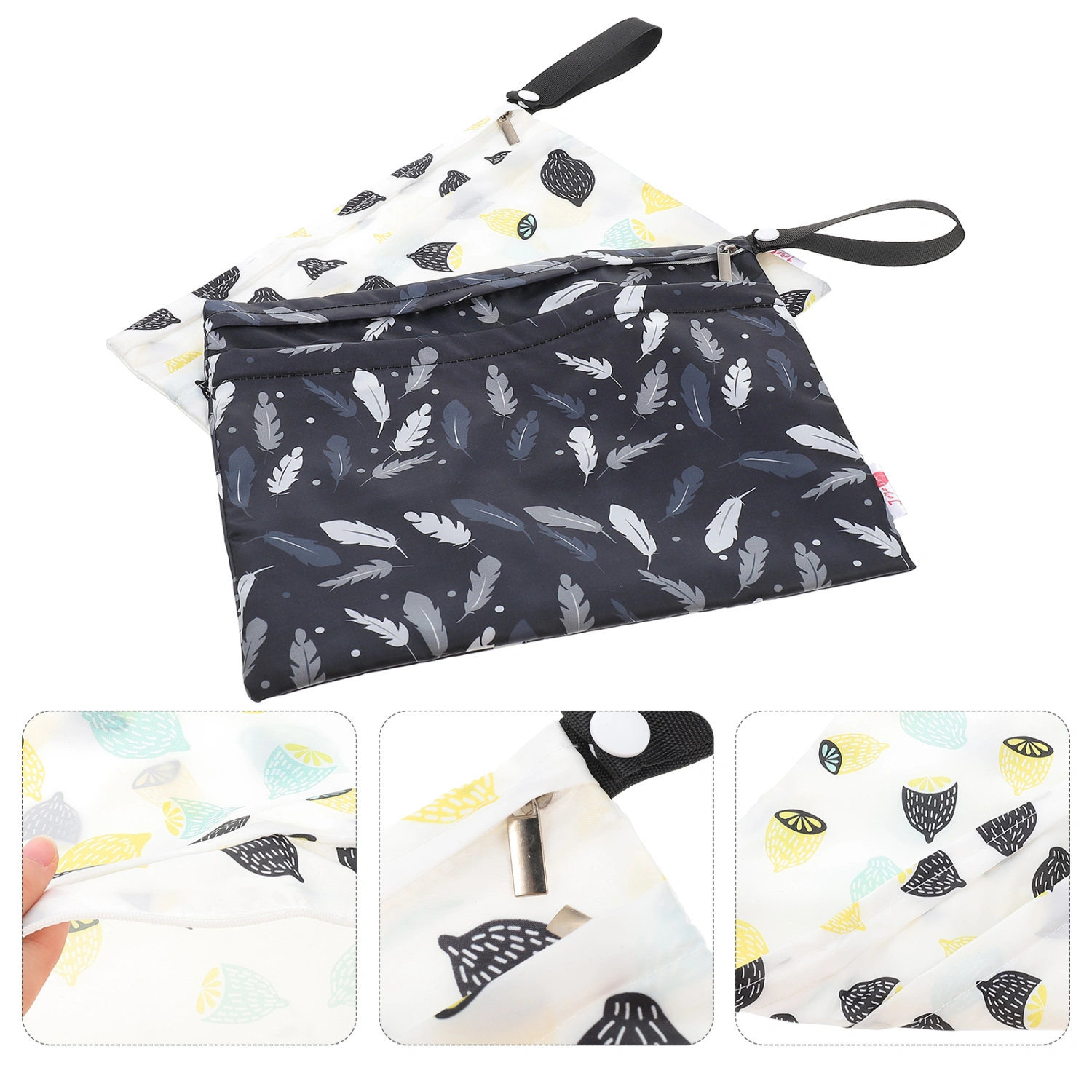 2pcs Diaper Storage Bags Portable Nappy Bags Storage Containers with Zipper