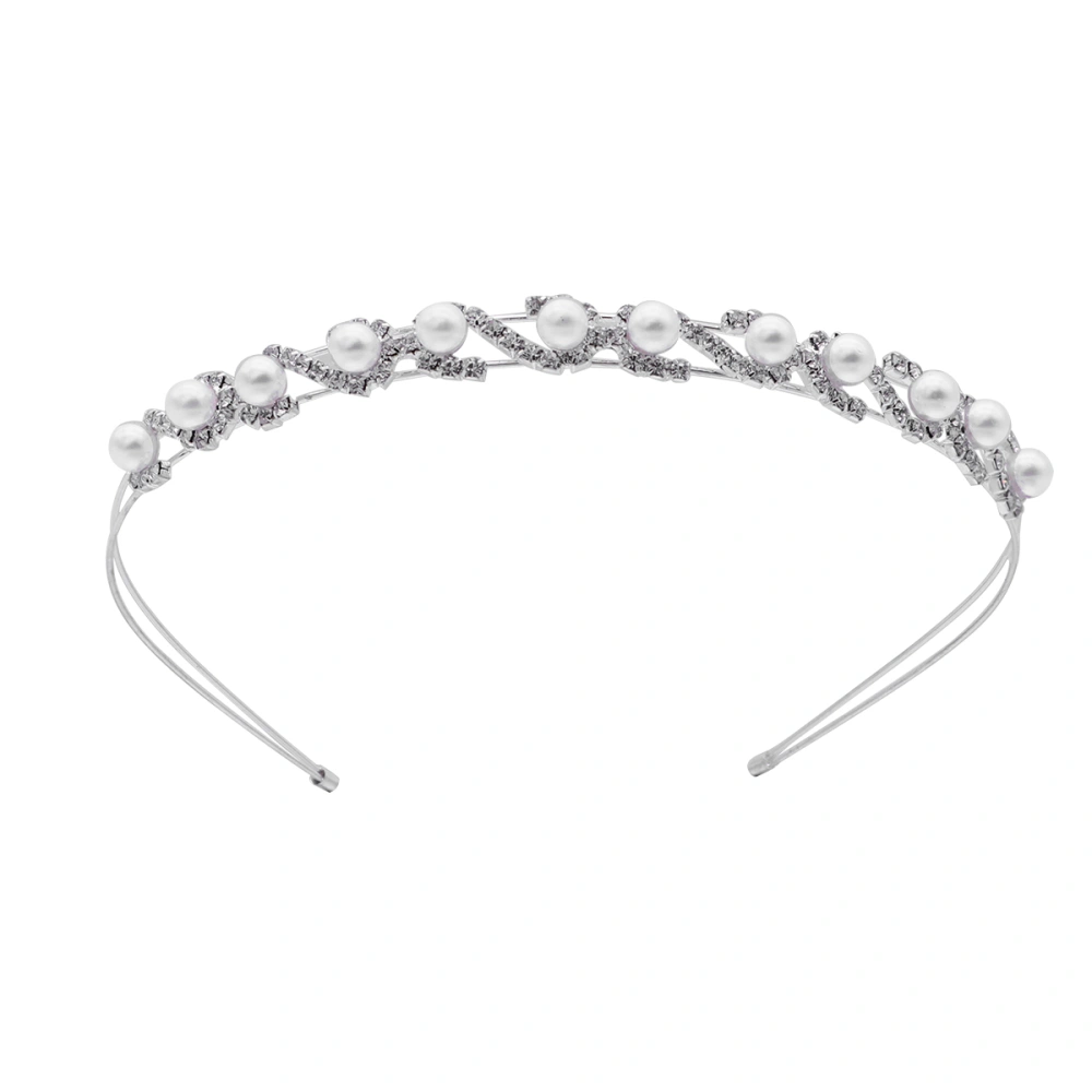 Double Band Pearl Headband Rhinestone Tiara Bridal Headpieces Women Hair Accessories