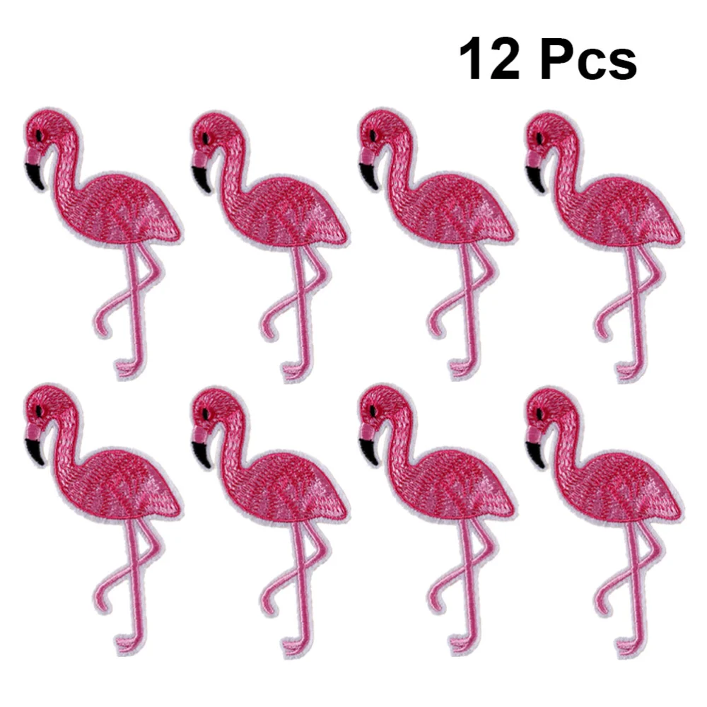 12pcs Flamingo Clothes Patches Fashion Costume Embroidery Applique Jackets Jeans Cloth Patches