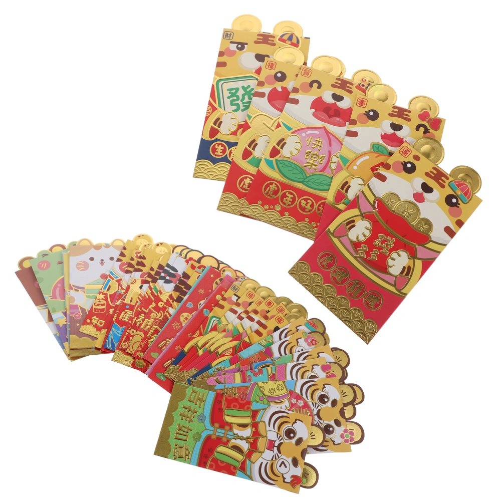 36pcs Cartoon Tiger Red Envelopes New Year Money Pouches 2022 Luck Money Bags