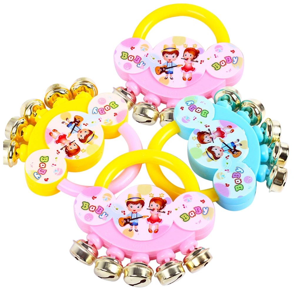 4pcs Baby Handbells Early Educational Jingle Bell Instrument Musical Toys (Random Color)