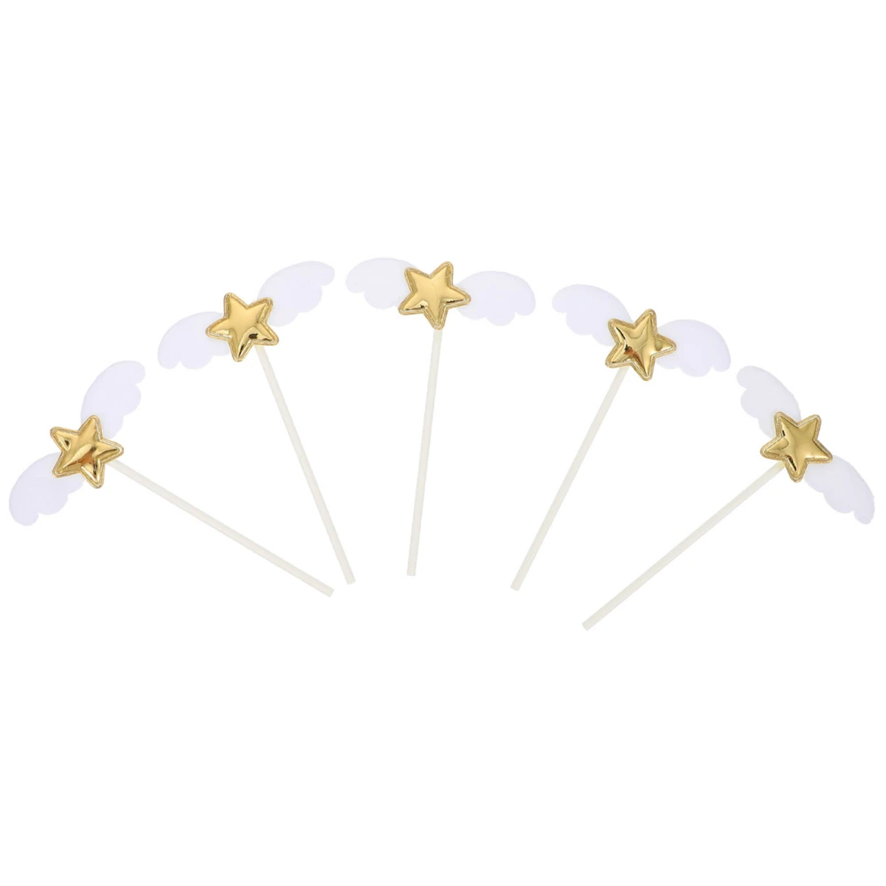 20pcs Pretty Wing Cake Inserts Wing Cake Toppers Five-pointed Star Toppers