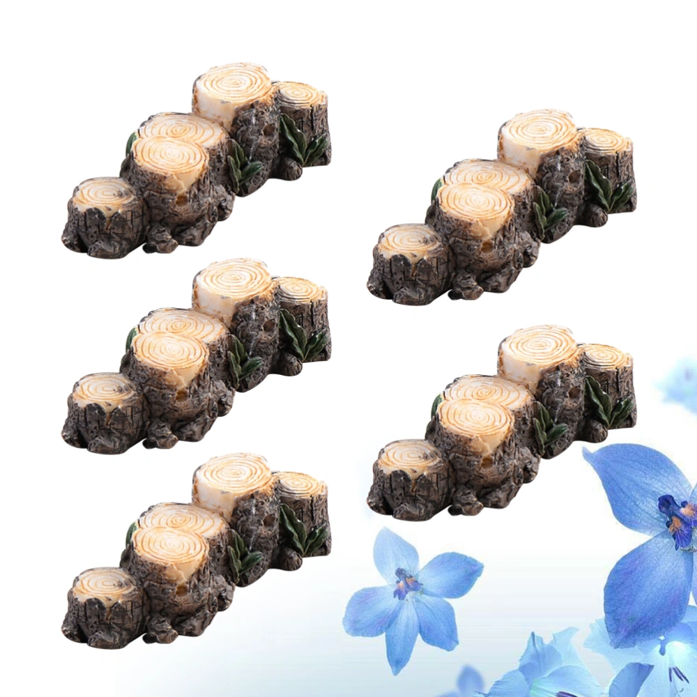 5PCS Cartoon Moss Micro Landscape Resin Mini Simulation Stump Bridge Ornaments Decoration