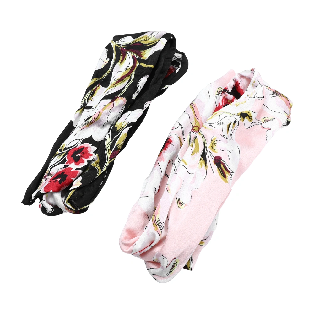 2Pcs Printed Velour Elastic Headband Tied Headband Ladies Headband for Women