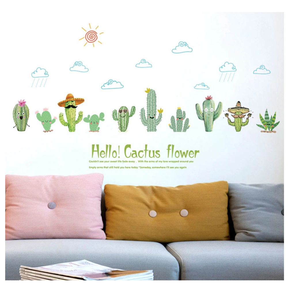 1pc Removable Cactus Wall Sticker Home Decor TV Sofa Background Living Room Wall Decal