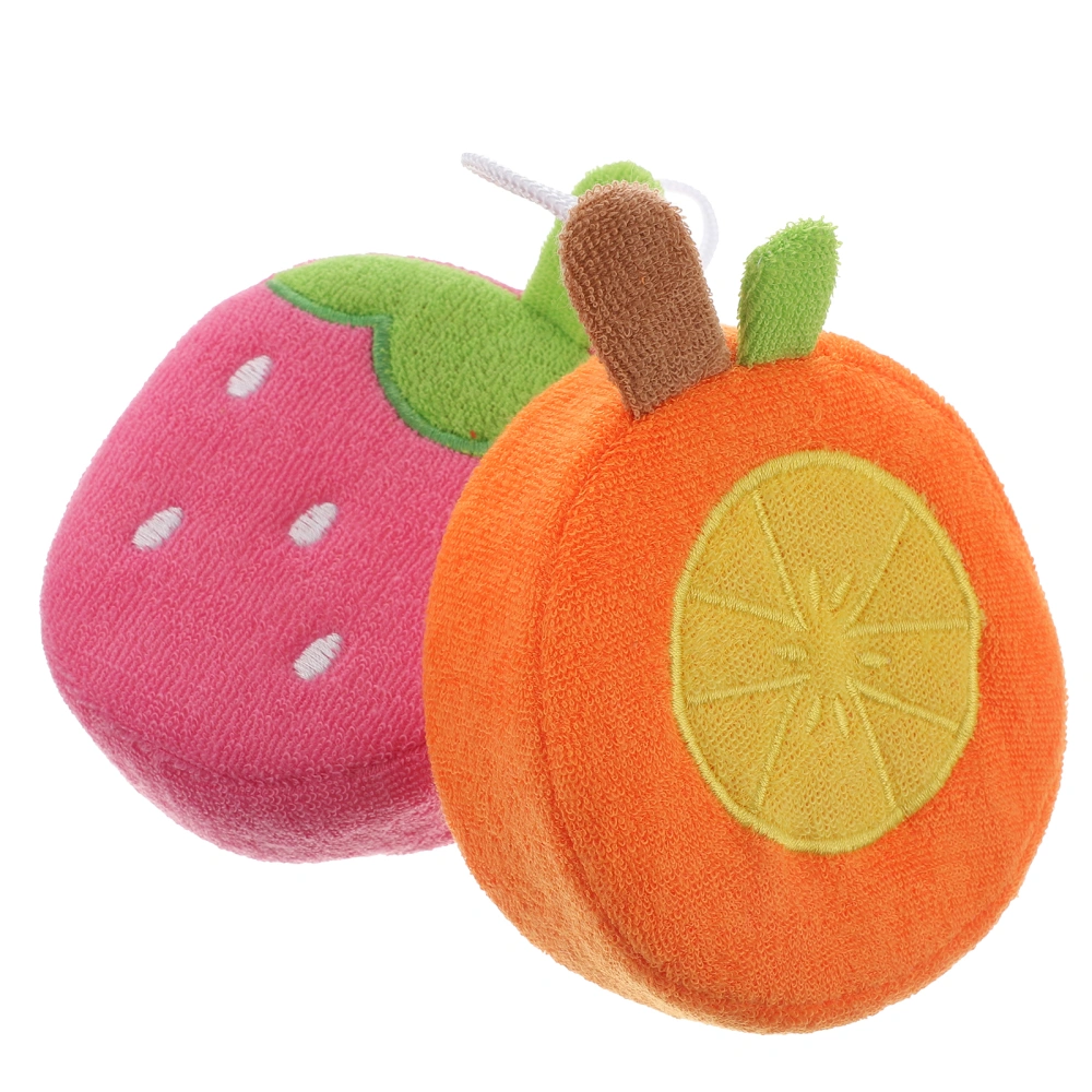 2Pcs Fruit Bathing Sponge Balls for Babies Kids Children Lovely Shower Scrubbers