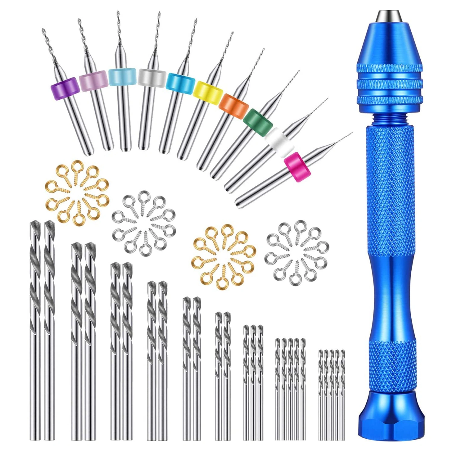 76 Pcs Hand Drill Set Precision Pin Vise Mini Drill Bits Rotary Tool Dril
