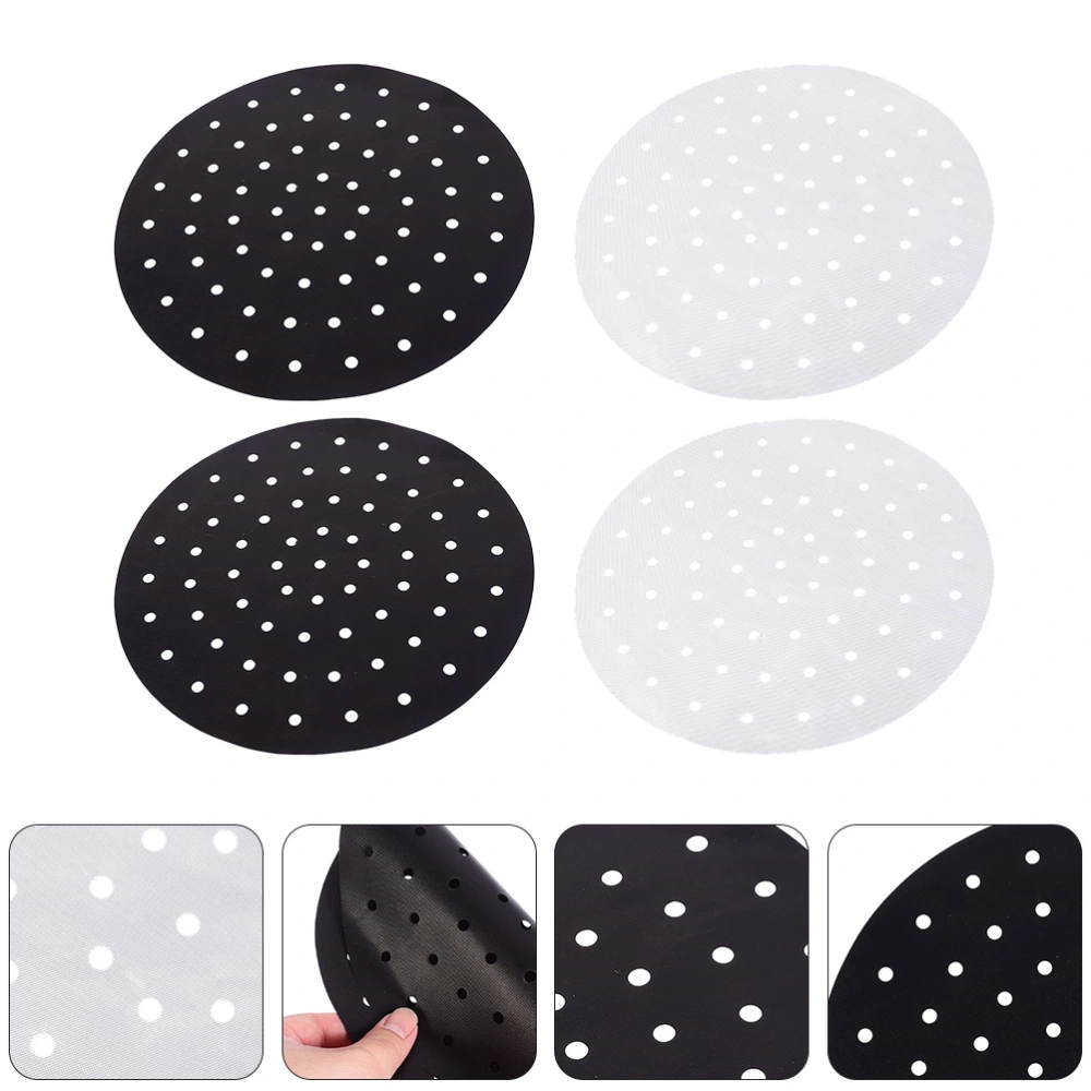 6pcs Air Fryer Mats Reusable Steamer Liners Baking Mats (Black, White)