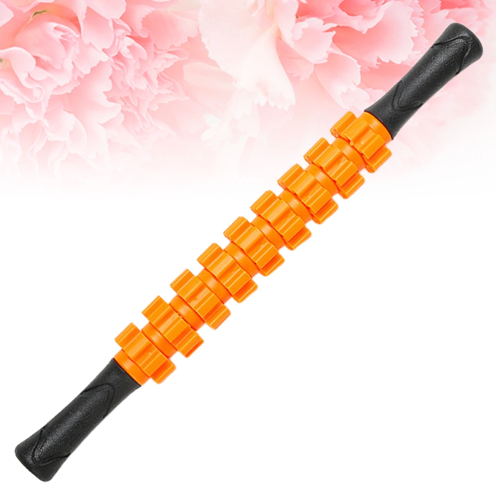 9 Gears Plastic Roller Full Body Rolling Stick Yoga Massager Muscle Relax Rod for Gym Women Men (Orange)