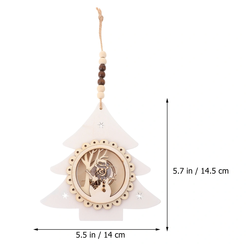  1pc Christmas Tree Ornament Wooden Hangings Pendant Night Light Decor