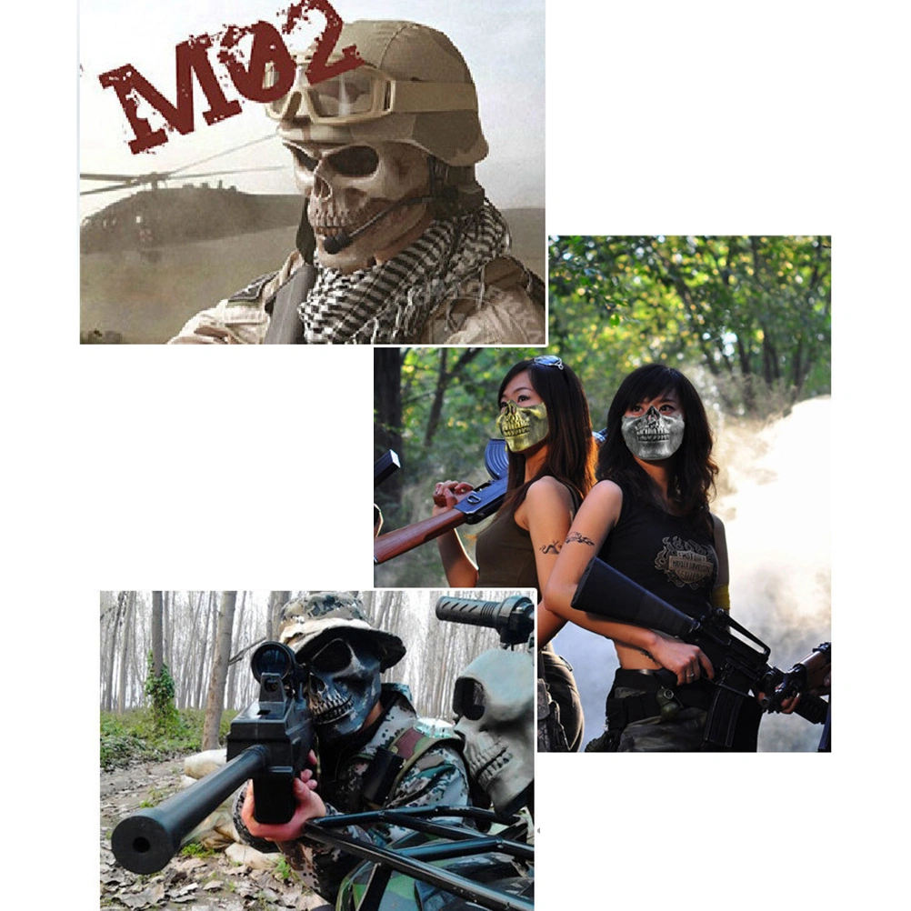 Skull Skeleton Mask Full Face Protector Halloween Mask for Cosplay Masquerade Party (Antique Silver)