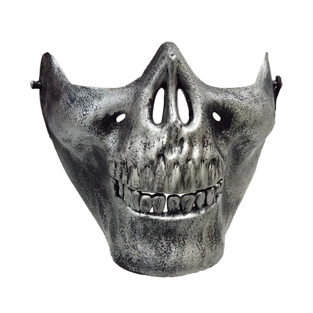 Skull Skeleton Mask Full Face Protector Halloween Mask for Cosplay Masquerade Party (Antique Silver)