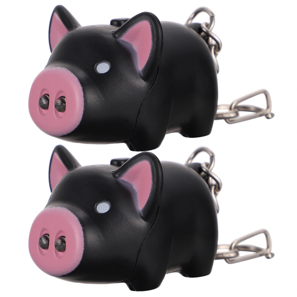 2pcs Luminous Key Chain Cartoon Pig Key Ring LED Pig Key Chain for Kids