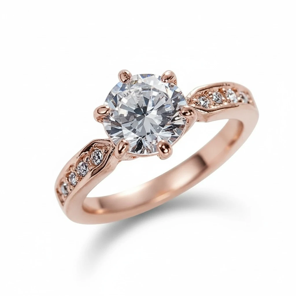 Women's Silver Plated Romantic Round Cubic Zirconia Solitaire Wedding Engagement Rings-US7