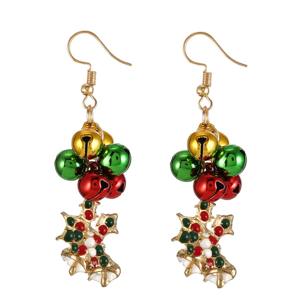 3 Pair of Christmas Earrings Acrylic Earrings Christmas Elements Jewelry Eardrop Dangler for Women Ladies (Santa, Double Bell, Single Bell Style)