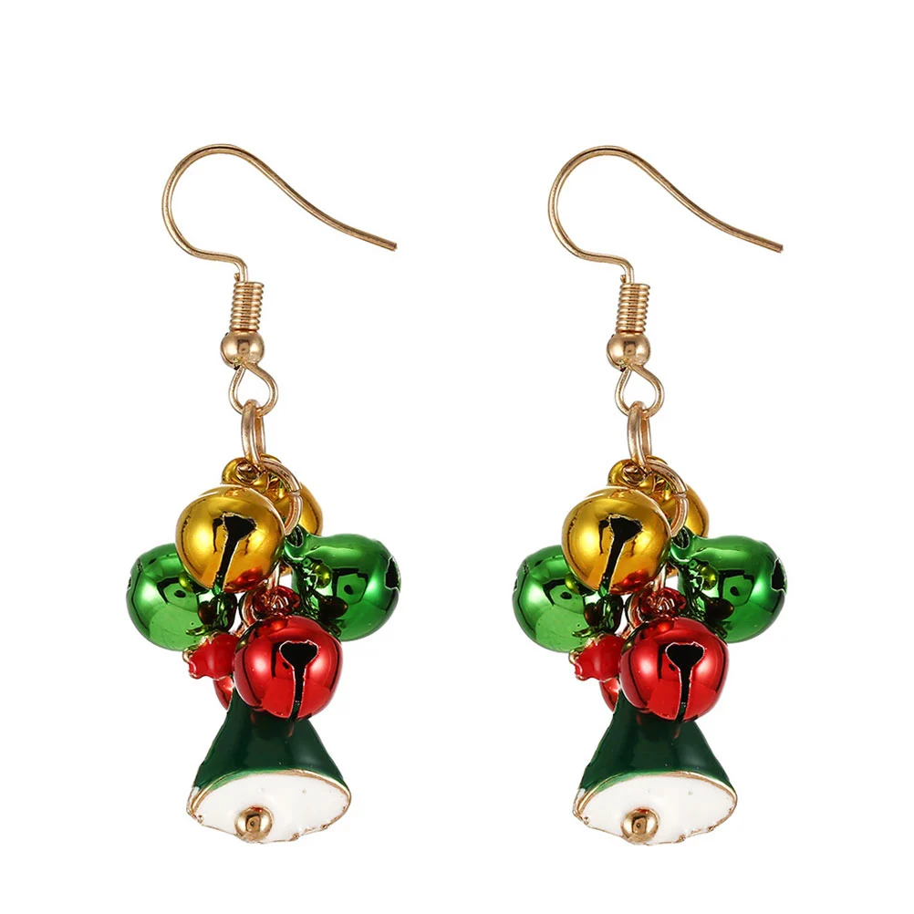3 Pair of Christmas Earrings Acrylic Earrings Christmas Elements Jewelry Eardrop Dangler for Women Ladies (Santa, Double Bell, Single Bell Style)