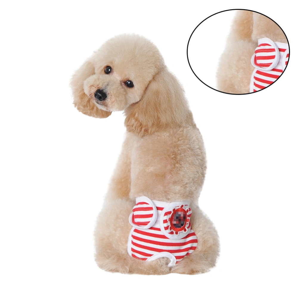 Pet Safety Pants Adjustable Stripe Pattern Pet Menstruation Pants Dog Diaper Sanitary Physiological Pants for Female Dog (Red-XXL) 