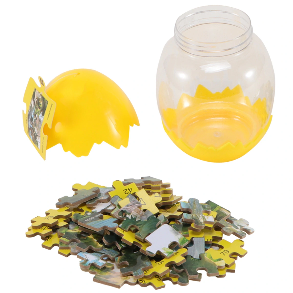 60pcs of One Set Cartoon Animal Puzzles Educational Toy Wooden Dinosaur Jigsaw for Kids (QMJ-6609)