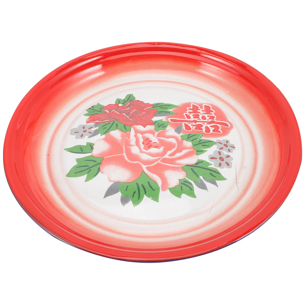 Enamel Round Plate Chinese Style Plate Fruits Vegetables Plate Enamel Tray