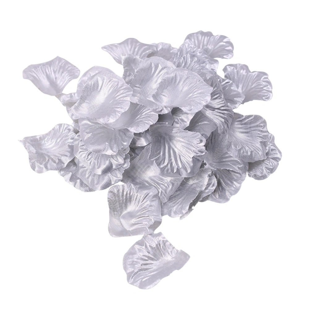 100pcs Fabric Artificial Flower Rose Petals for Wedding Party Decoration (Silver)