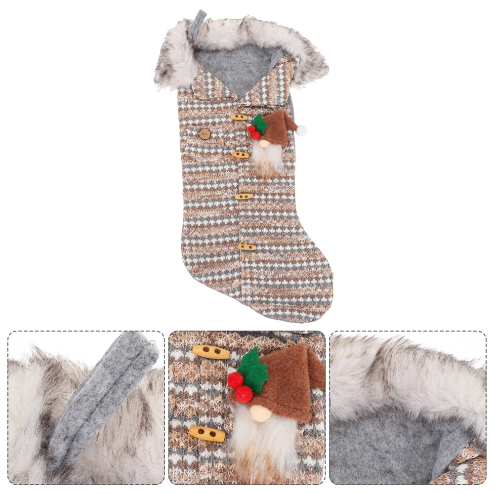 1pc Creative Christmas Tree Stocking Candy Stocking Knitted Candy Stocking