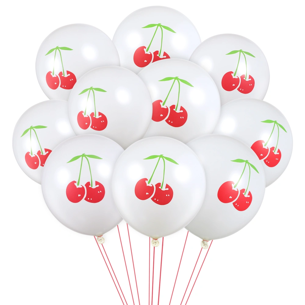 Toyvian 10pcs 12-inch Cherry Pattern Latex Balloons Lovely Balloons Home Decoration for Party Birthday Festival