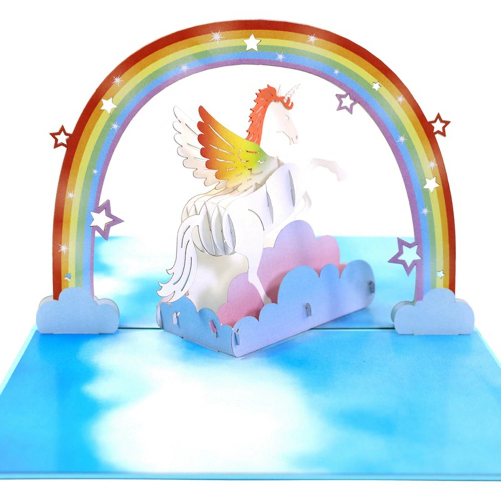 Rainbow Unicorn Greeting Vivid Colorful Up Cards 3D Stereoscopic Gift Creative Gift