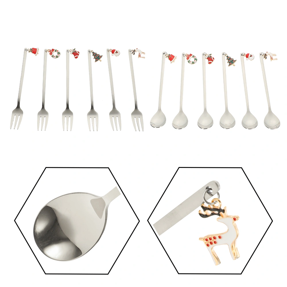 1 Set of Exquisite Dessert Spoons Forks Kit Christmas Designed Dessert Scoops for Home