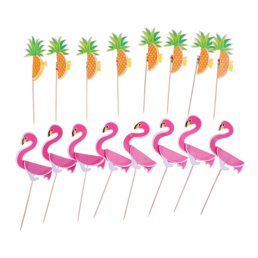 40pcs 3D Flamingo Shaped Cake Toppers Stereo Paper Cake Picks Pineapple Cupcake Decor Party Supplies(20pcs Flamingo+20pcs Pineapple)