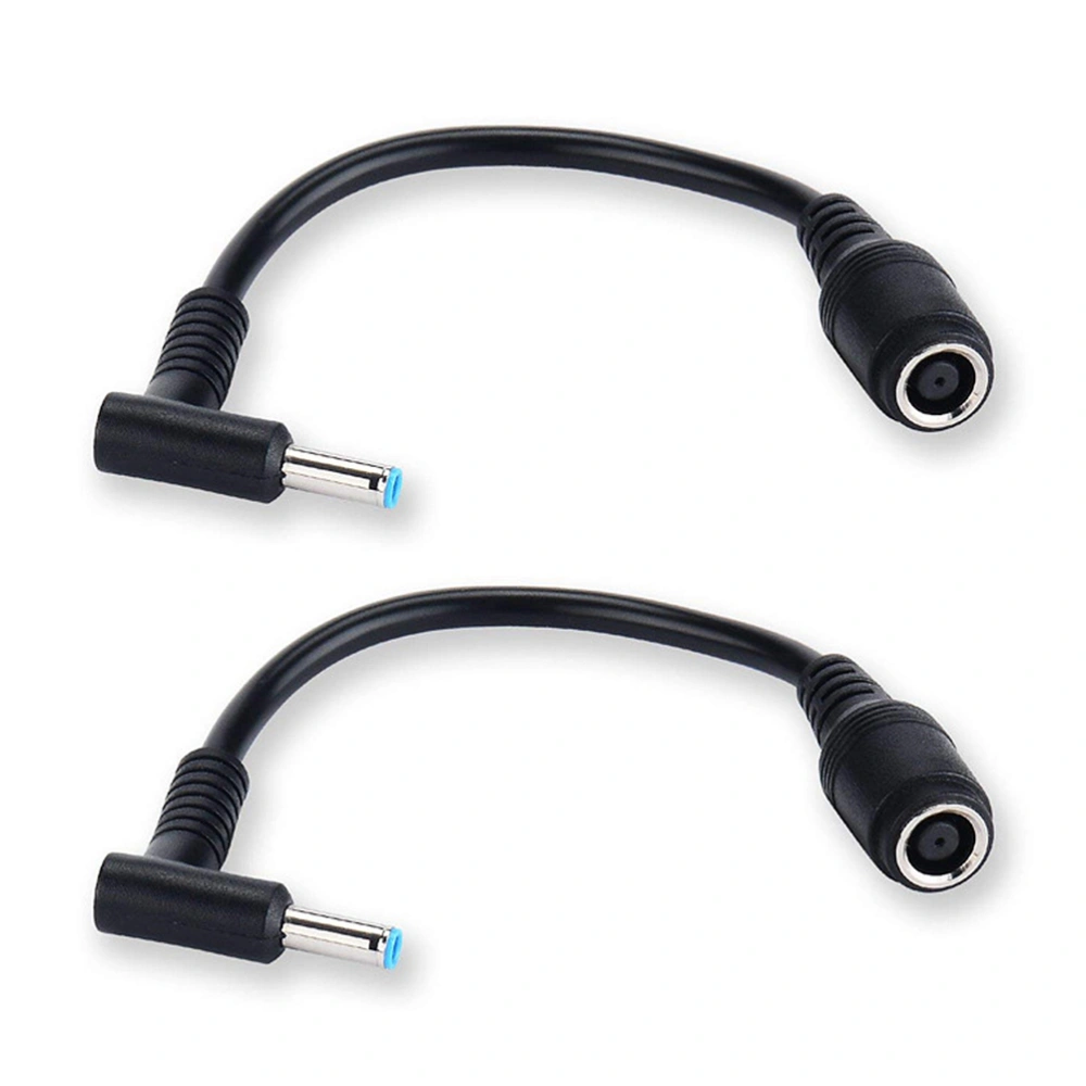 2pcs 7.4 x 5.0 Female to 4.5 x 3.0 Male Bend with Pin Power Supply Conversion Line Converter Plug Cable Cord Adapter Cable Compatible for HP Ultrabook (Black)