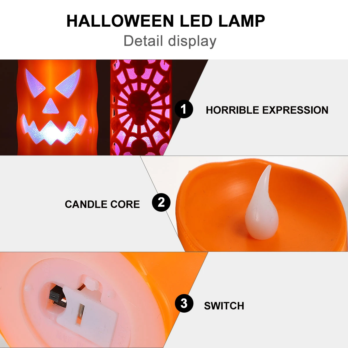 2Pcs Practical Halloween LED Lamp Halloween Decorative Candle Lamp Party Decors