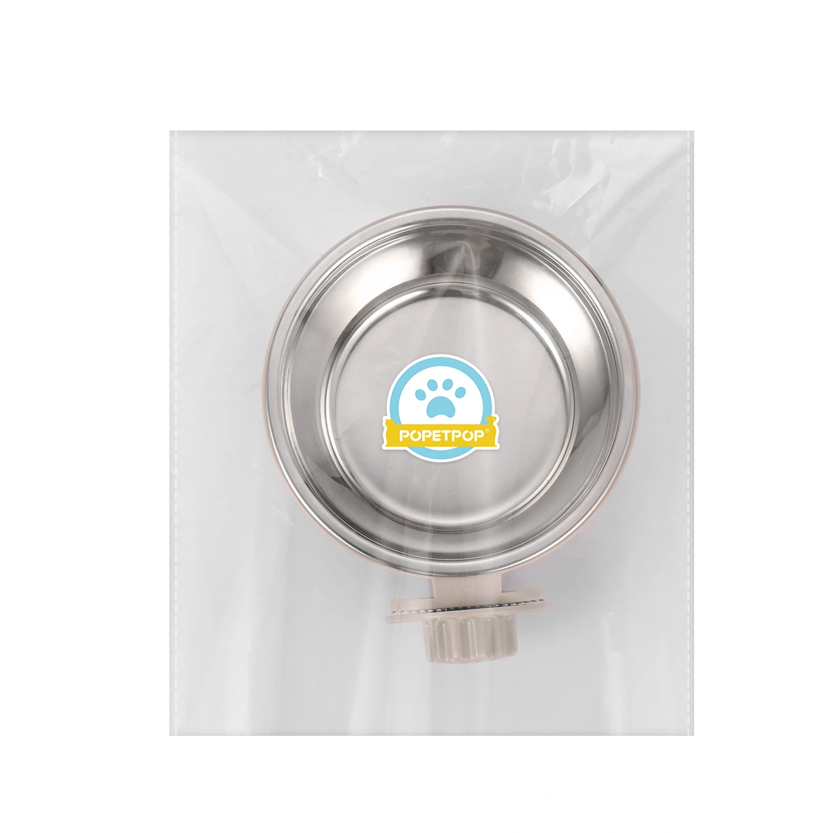 POPETPOP Stainless Steel Pet Bowl Type Puppy Cat Drinking Bowl Dog Bowl Portable Pet Water Dispenser Feeder Pet Supplies - Grey (Middle Size)