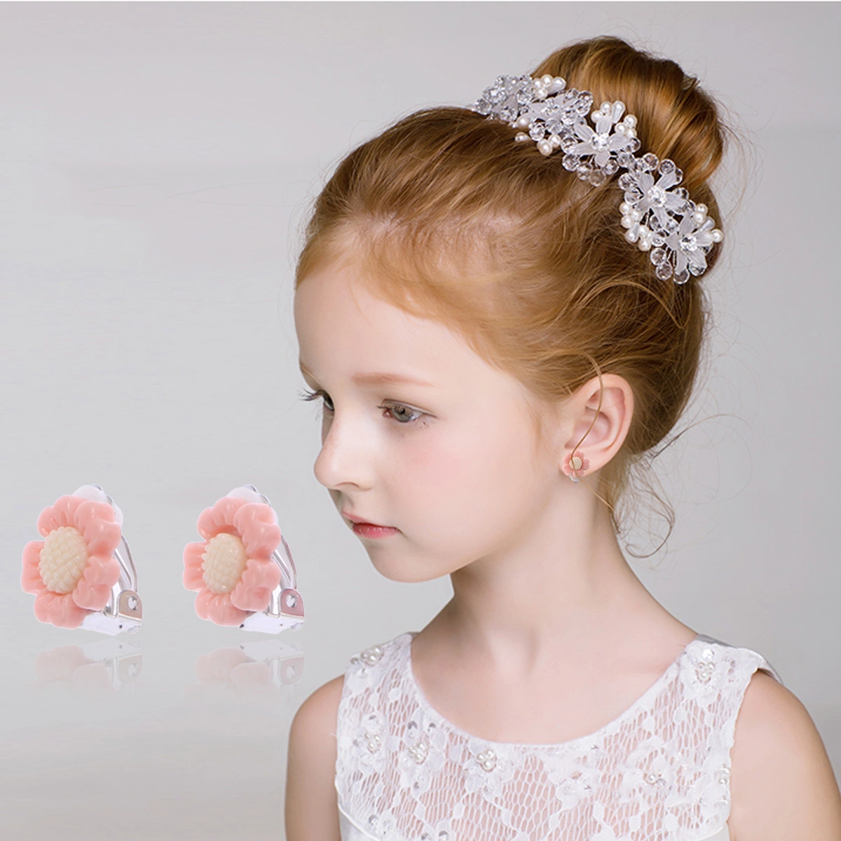 6pcs Multi Color Sunflower Flower Clip-On Earrings Sweet Fashion Jewelry Accessories for Kids Teen Girls Womens (Random Color)